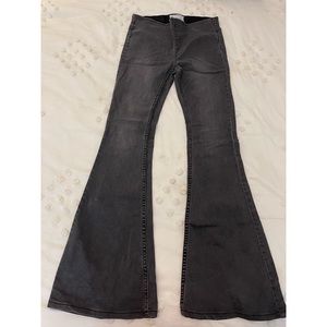 Free People Gummy Denim Flare Black Jeans
